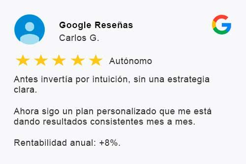 Texto de una reseña de Google